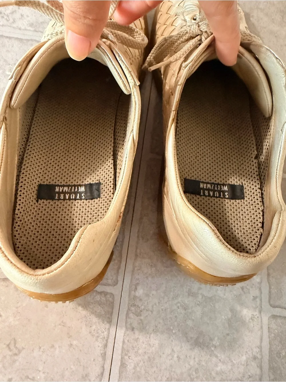 Stuart Weitzman Women’s Woven Lace-Up Sneakers